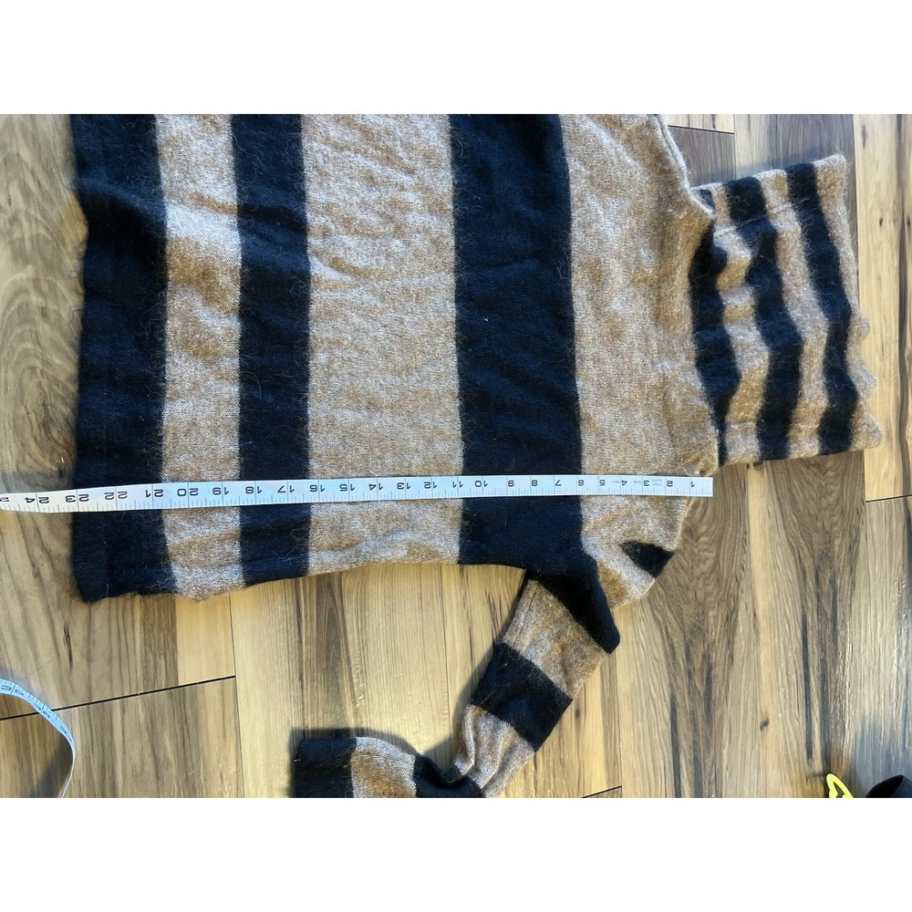 Free People Alpaca Blend Striped Slouchy Turtleneck Sweater Brown Black Sz M - Picture 9 of 10